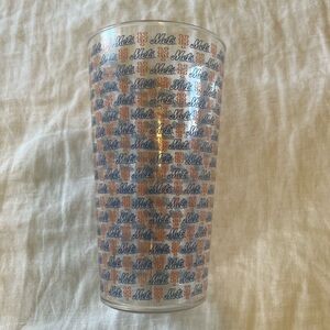 New York Mets Clear Plastic Tumbler - Blue & Orange Logo Repeat